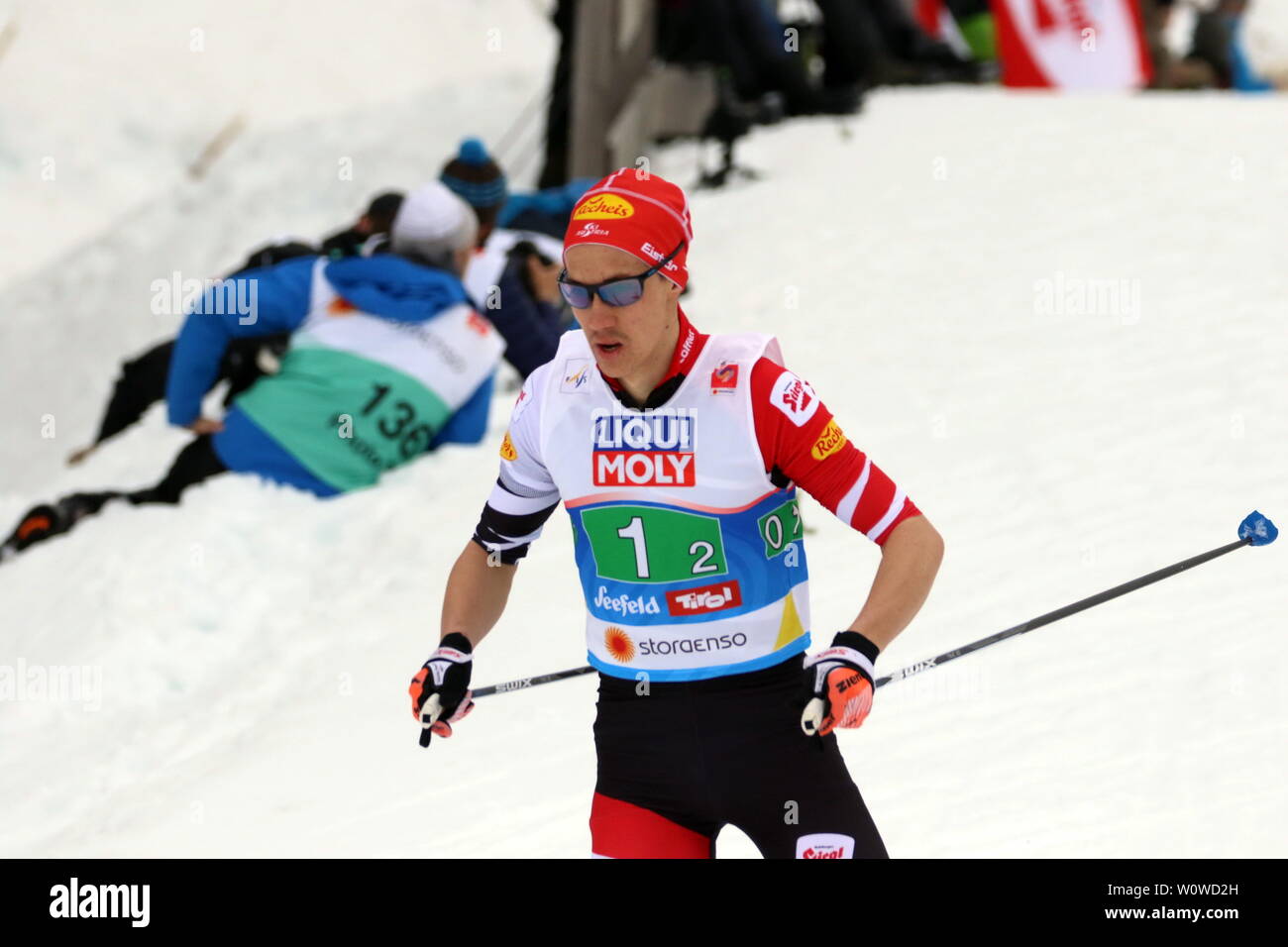 Mario Seidl (TSU St. Veit/Österreich) bei der Team Nordische Kombination, FIS Nordische Ski-WM 2019 in Seefeld Stockfoto