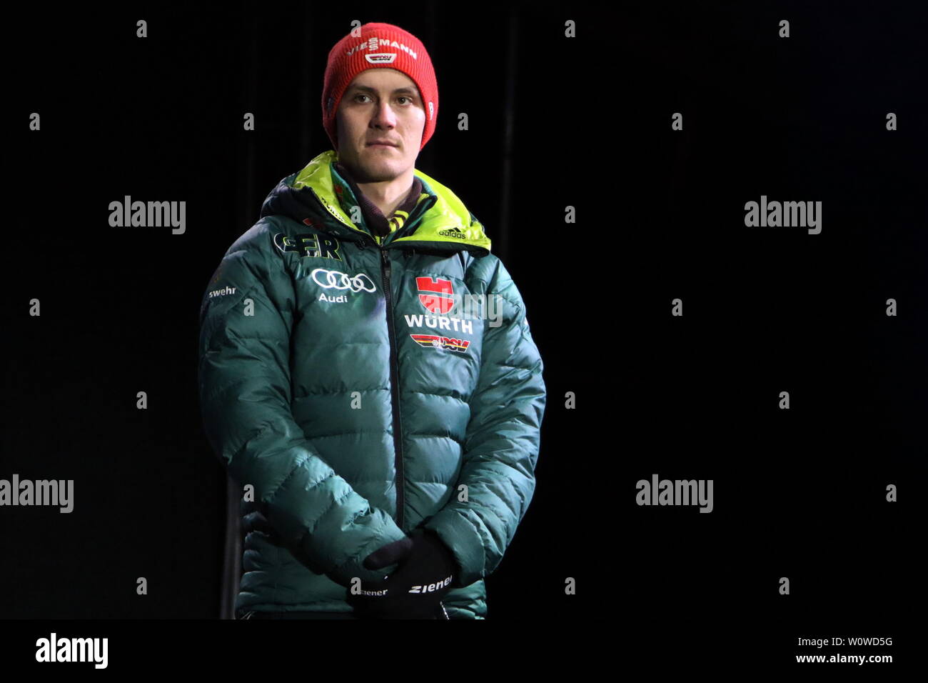 Stephan Leyhe (SC Willingen) bei der Medaillenvergabe zum Skispringen Herren NH, FIS Nordische Ski-WM 2019 in Seefeld Stockfoto