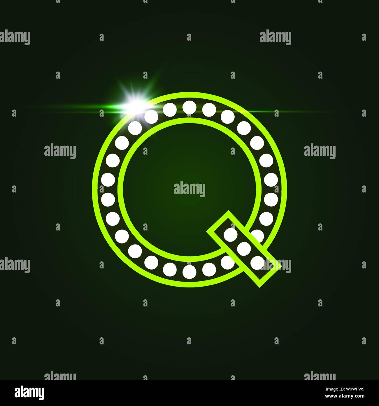 Casino and Resort Buchstaben Q. Luxus Brief mit Edelsteinen. Leuchtende Effekt, markieren Sie auf Schreiben Grenze. Unterhaltung Dekoration Element. Vektor Logo und Stock Vektor