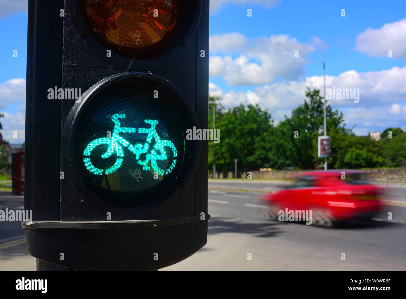 Dedizierte Zyklus Ampel an der Leeds Zyklus super Highway yorkshire United Kingdom Stockfoto