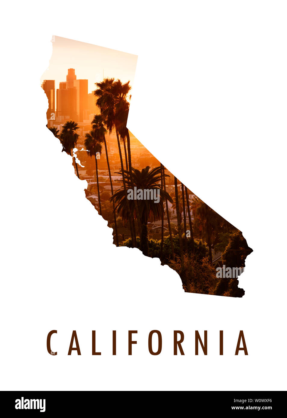 Los Angeles Bild innerhalb von Kalifornien Karte Stockfoto