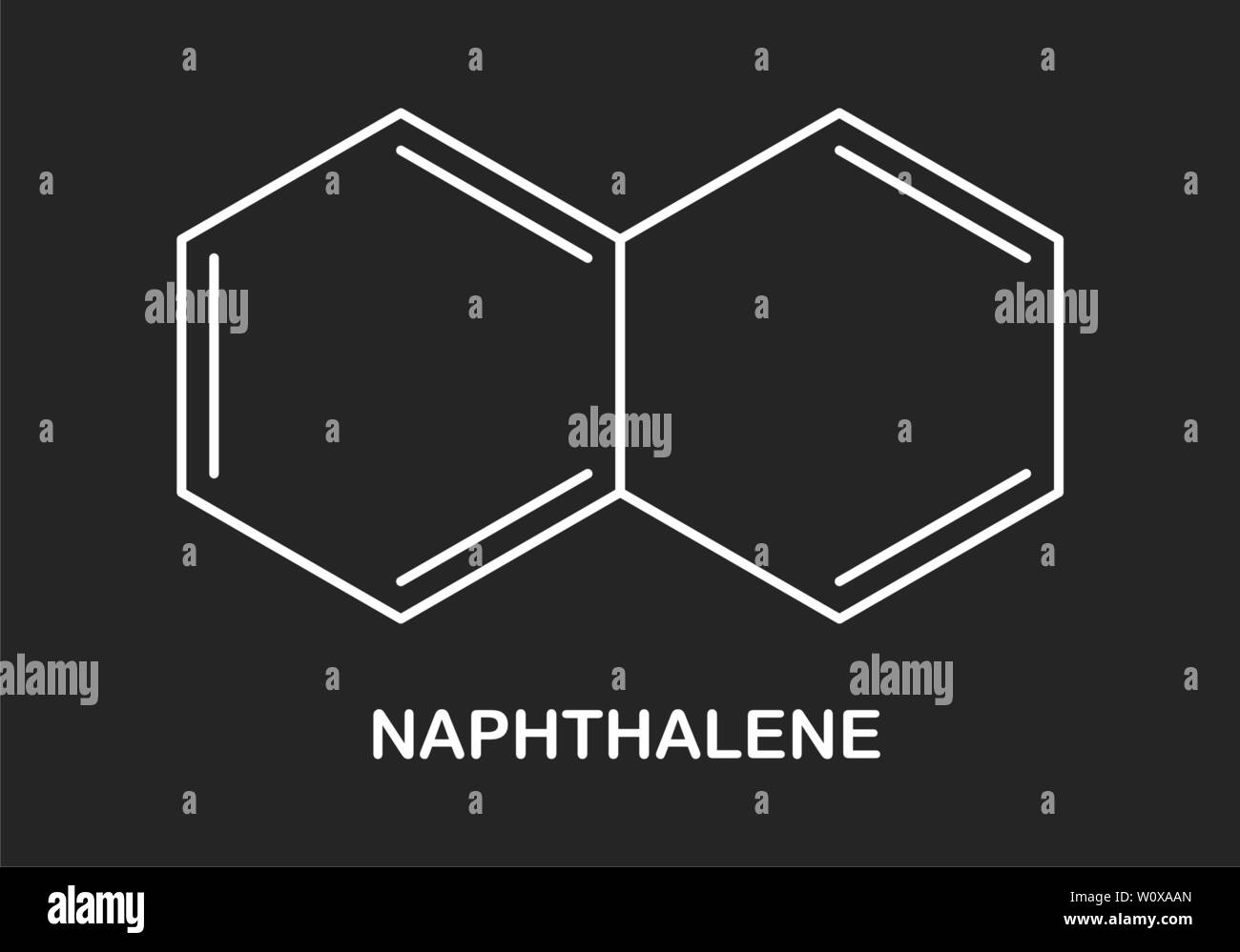 Naphthalin Formel Abbildung auf dem dunklen Hintergrund Stock Vektor