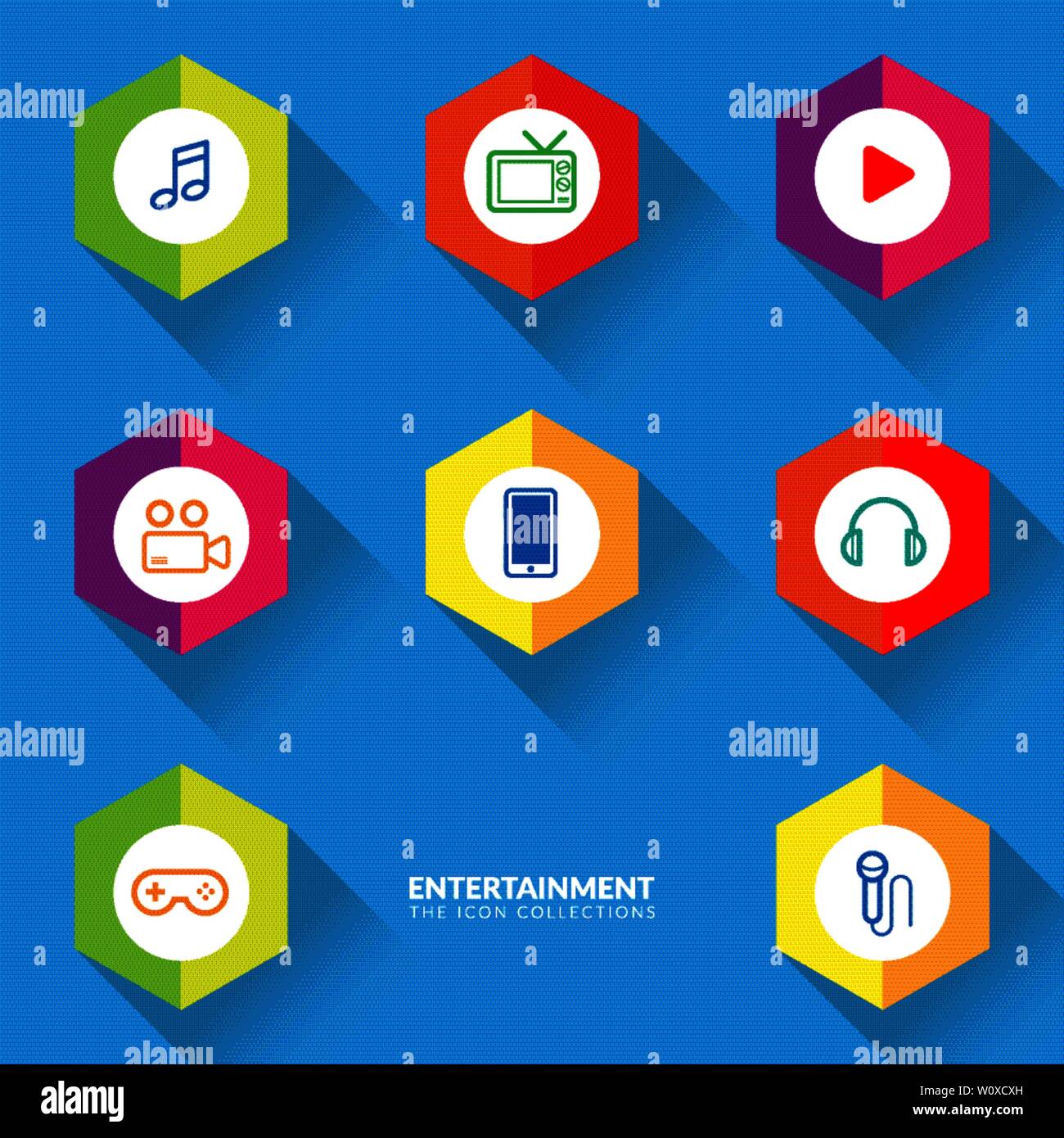 Der Vektor der Multimedia Icons für Unterhaltung Icon Sammlung Stock Vektor