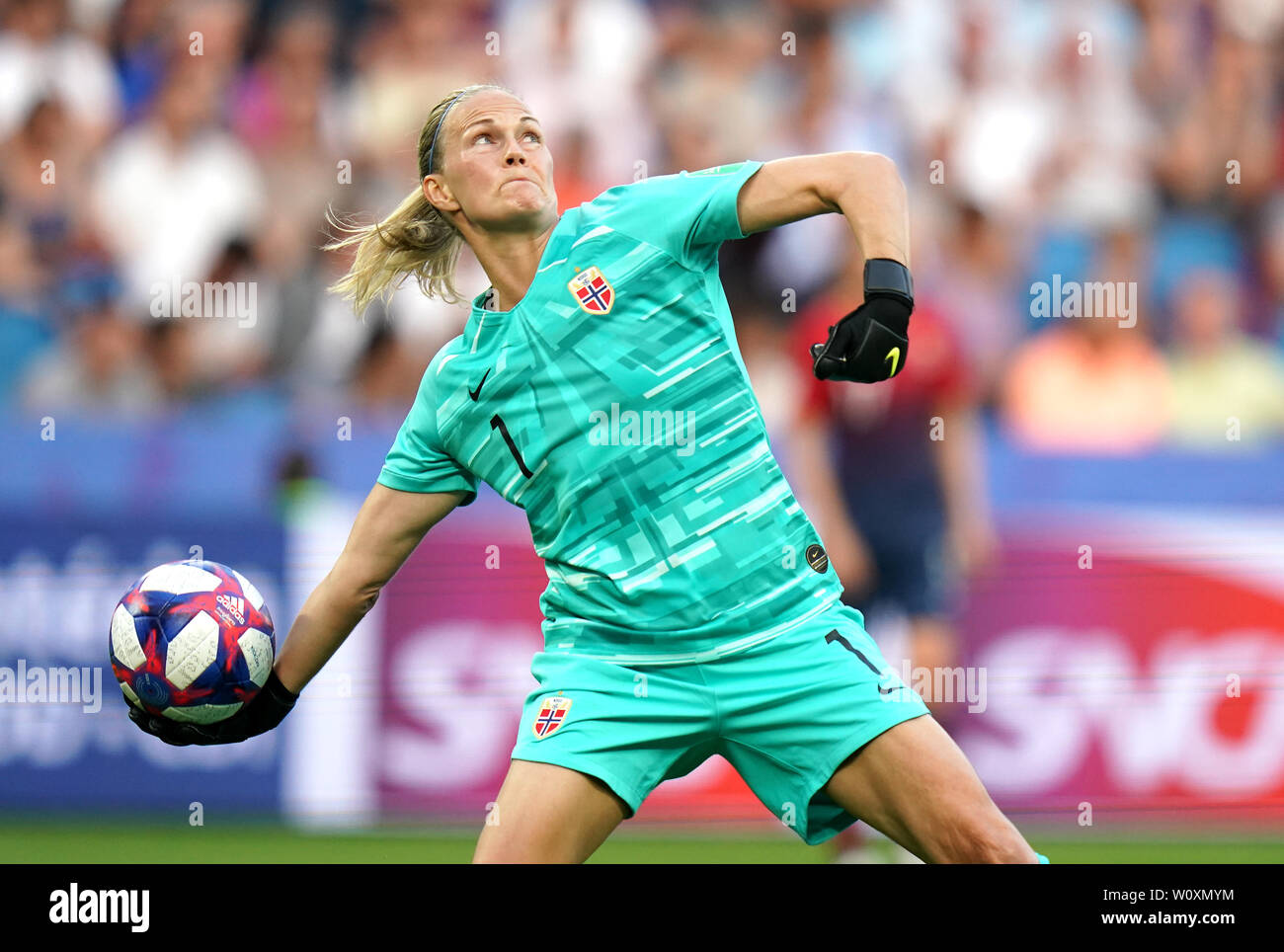 Norwegen Torwart Ingrid Hjelmseth Stockfoto