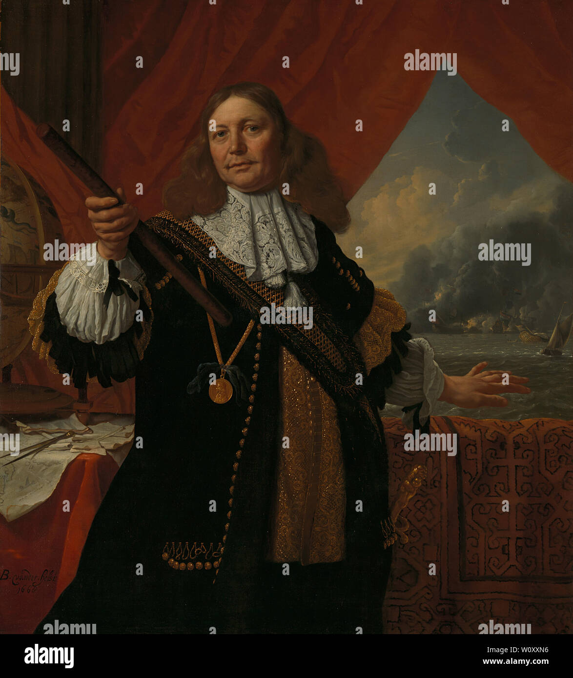 Johan de Liefde (Ca. 1619-73), Vizeadmiral (1668). Witte, Emanuel; Bakhuysen, Ludolf Stockfoto