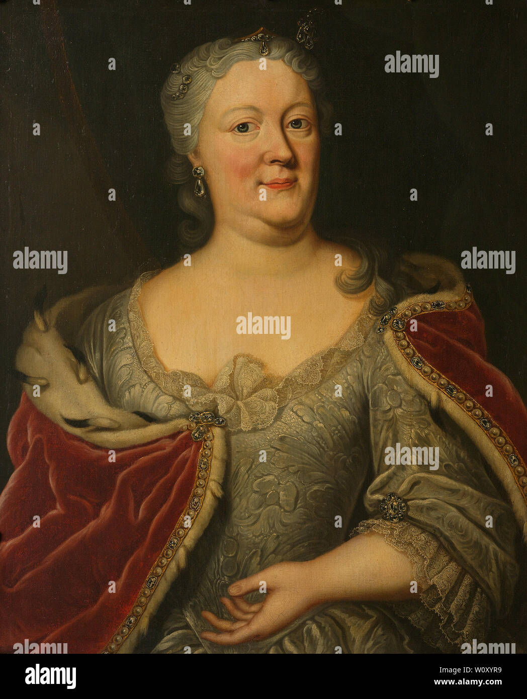 Portrait von Maria Louisa van Hessen-Kassel, Maaike-Meu genannt. Die Witwe des Stadthalter von Friesland, Prinz John Willem Friso von Oranien-nassau. Behr, Johann Philipp Stockfoto