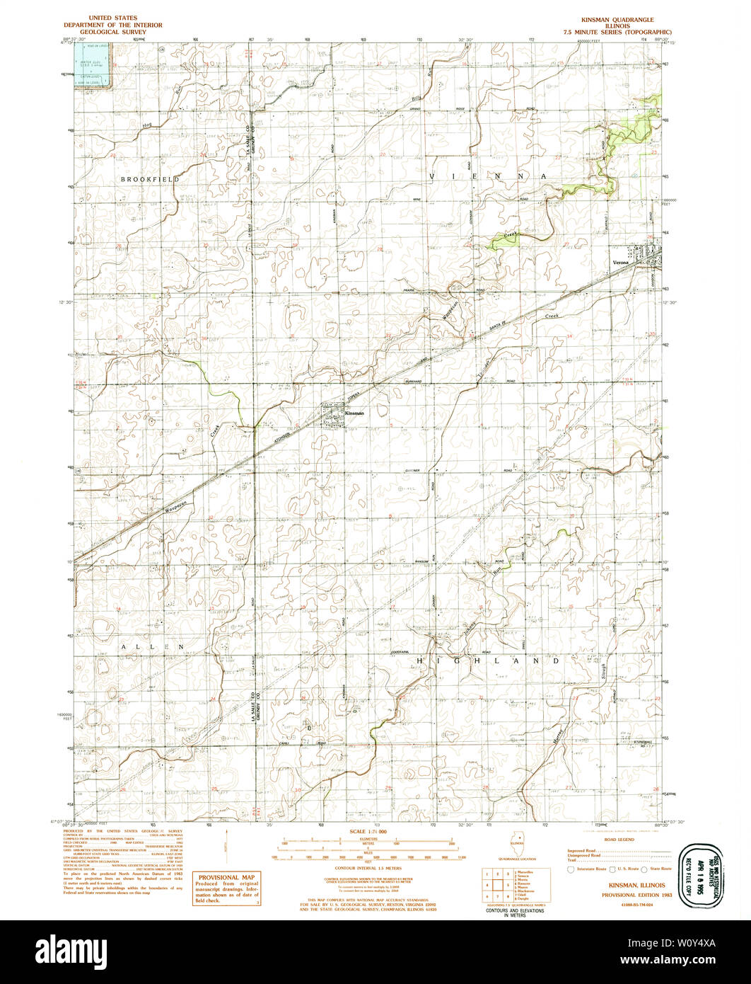 USGS TOPO Karte Illinois IL Löser 307946 1983 24000 Wiederherstellung Stockfoto