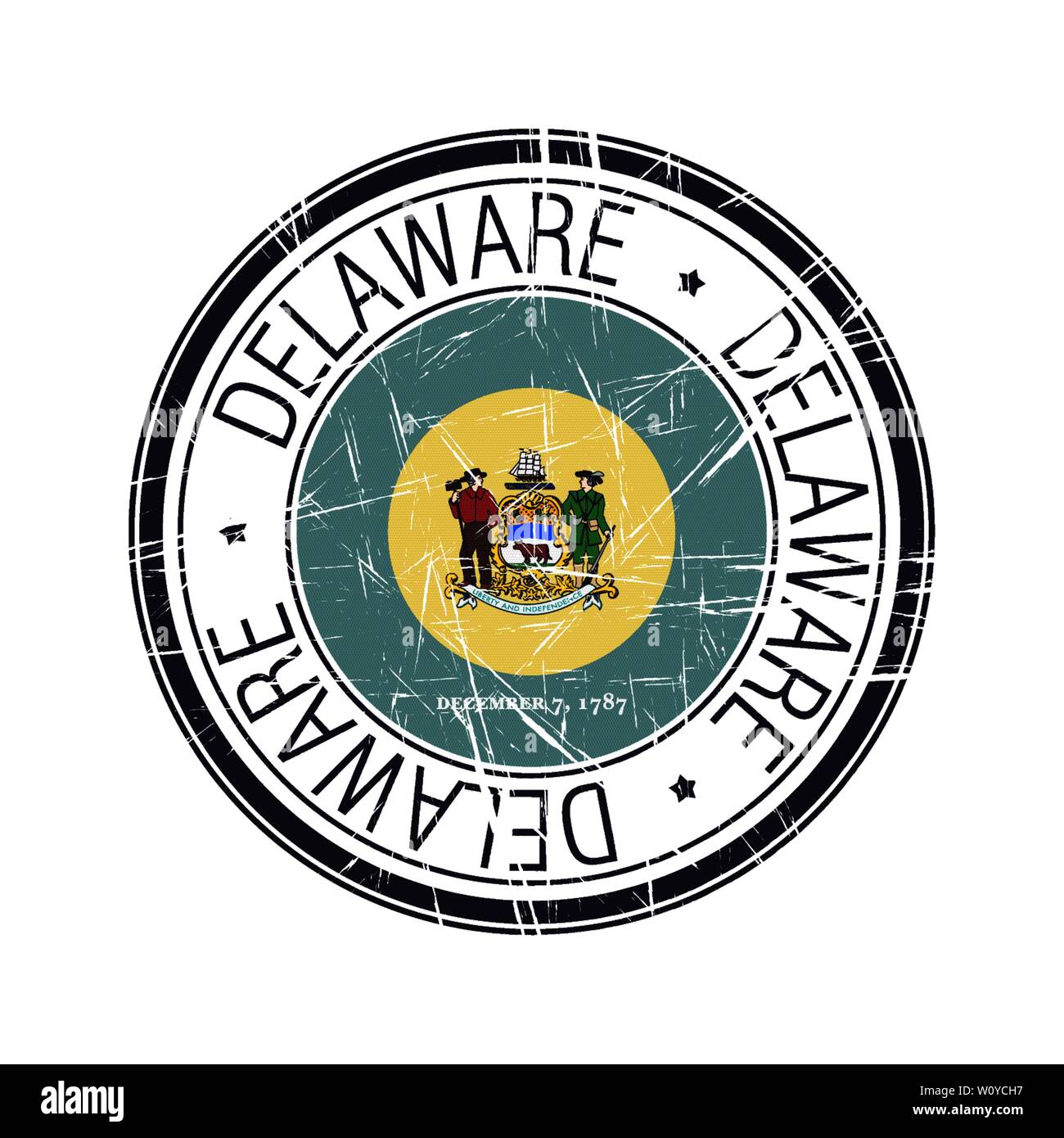 Große Staat Delaware Post Stempel, Vektor Objekt auf weißem Hintergrund Stock Vektor
