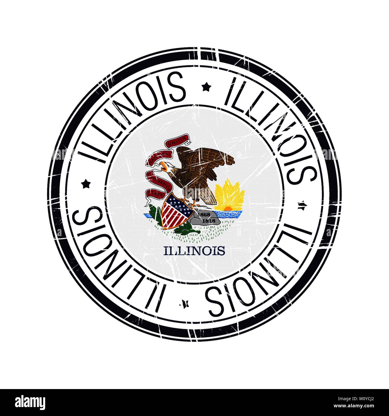 Große Staat Illinois Post Stempel, Vektor Objekt auf weißem Hintergrund Stock Vektor