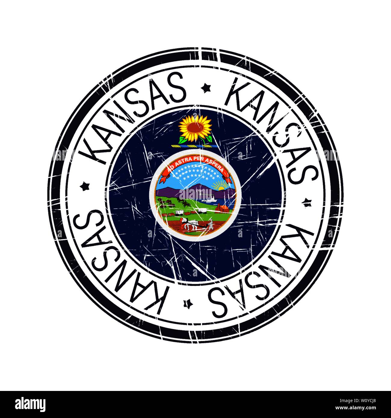 Super Zustand von Kansas Post Stempel, Vektor Objekt auf weißem Hintergrund Stock Vektor