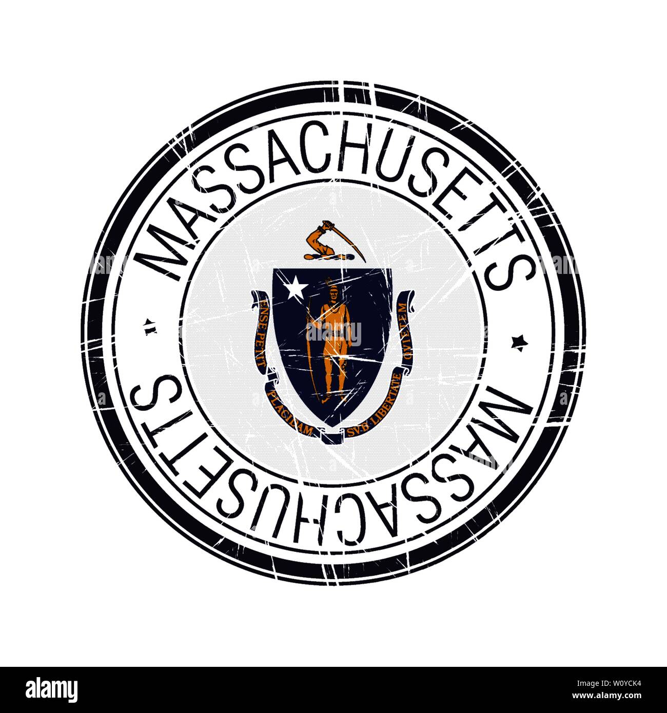 Großer Staat von Massachusetts Post Stempel, Vektor Objekt auf weißem Hintergrund Stock Vektor