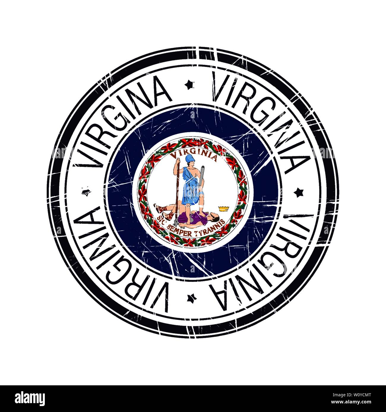 Große Staat Virginia Post Stempel, Vektor Objekt auf weißem Hintergrund Stock Vektor