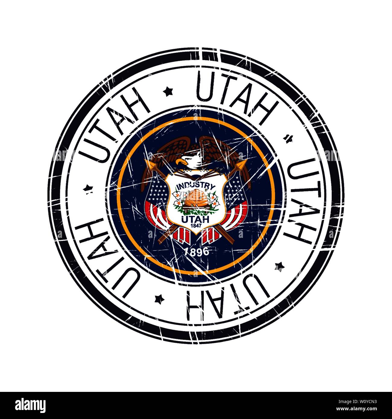 Große Staat Utah Post Stempel, Vektor Objekt auf weißem Hintergrund Stock Vektor