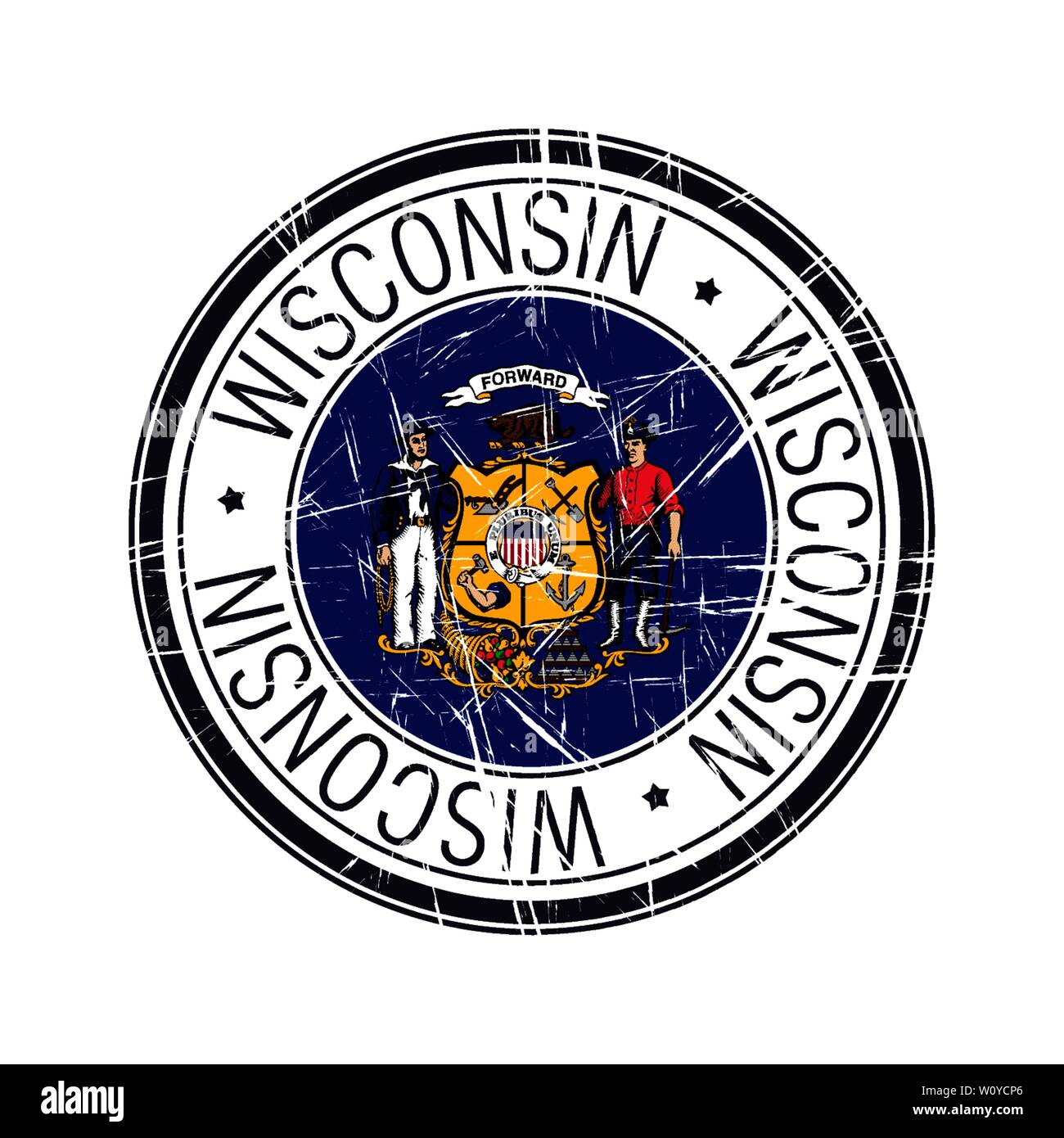 Große Staat Wisconsin Post Stempel, Vektor Objekt auf weißem Hintergrund Stock Vektor