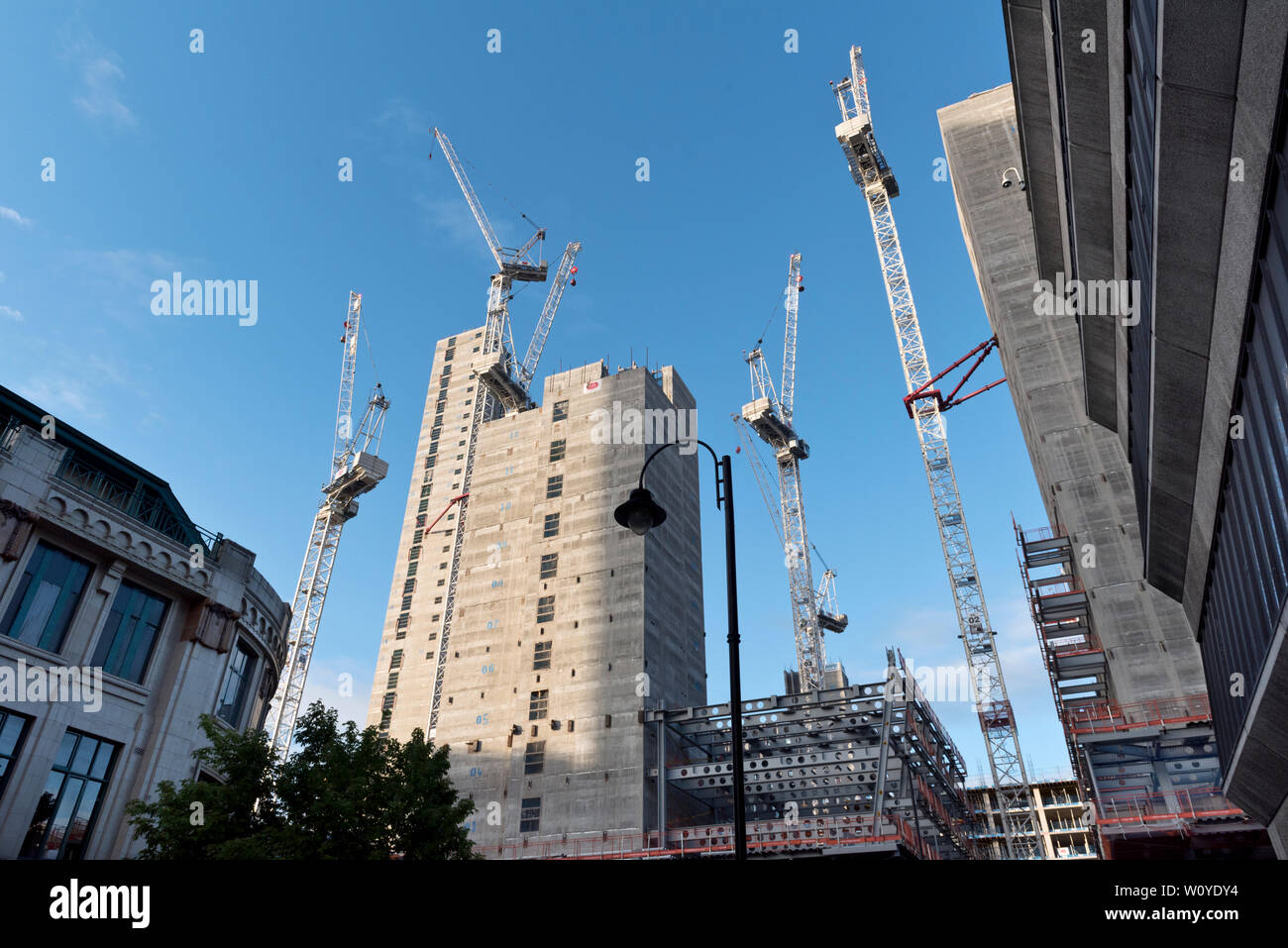 Bauarbeiten im Gange der ehemalige BBC-Website an der Oxford Road, Manchester, UK, Mai 2019 Stockfoto