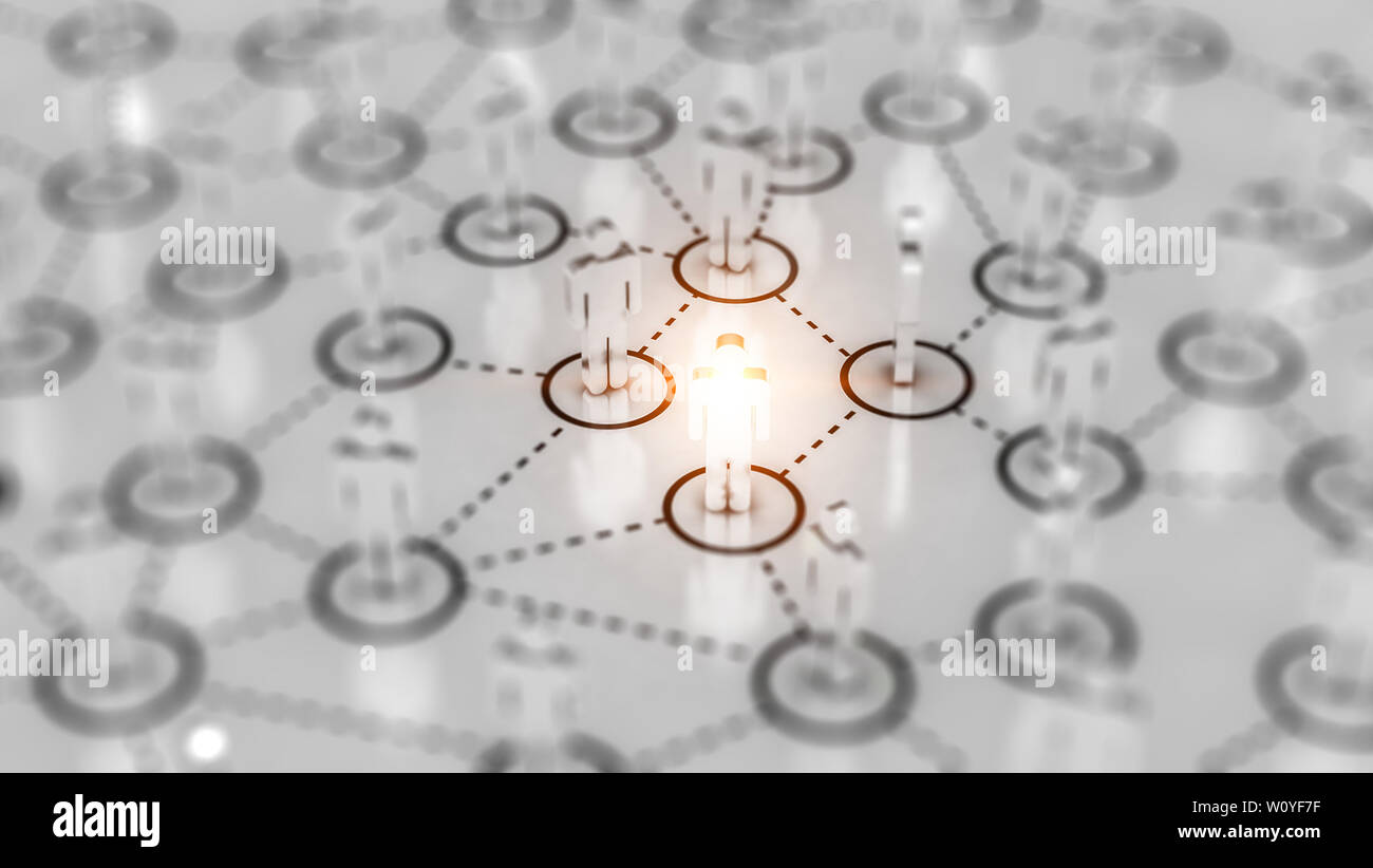 Abstrakte soziale Netzwerk Konzept, die menschlichen Figuren von Network graph. Stockfoto