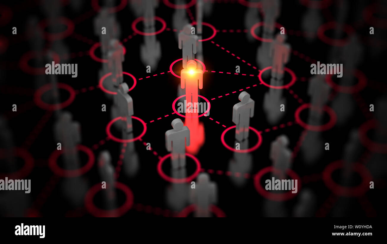 Abstrakte soziale Netzwerk Konzept, die menschlichen Figuren von Network graph. Stockfoto