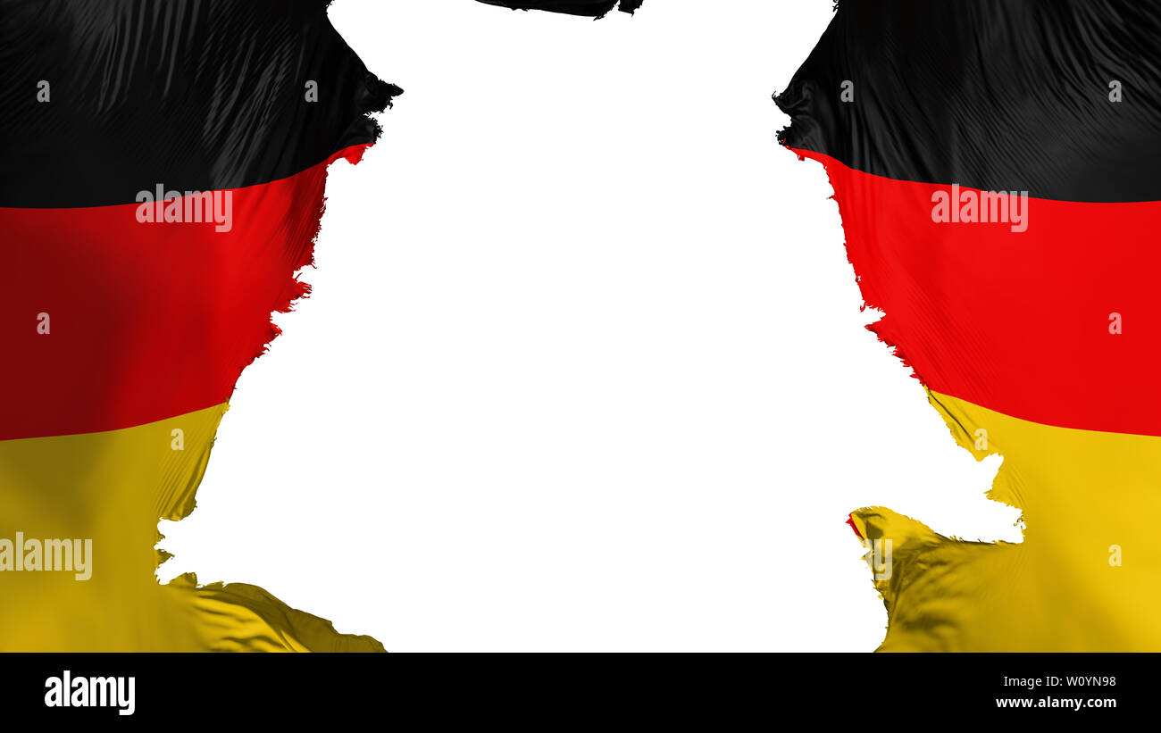 Deutschland Fahne zerrissen, weißer Hintergrund, 3D-Rendering Stockfoto