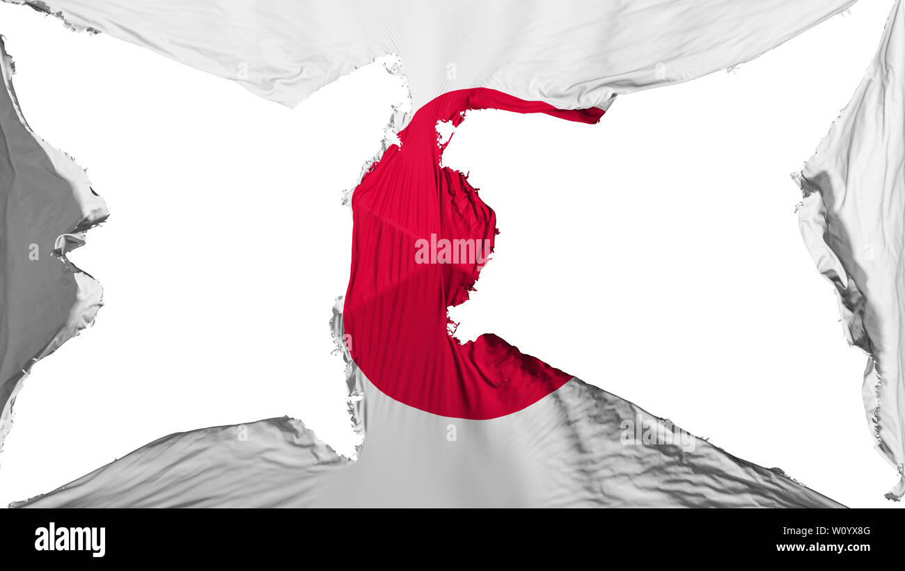 Zerstörte Japan Flagge, weißer Hintergrund, 3D-Rendering Stockfoto