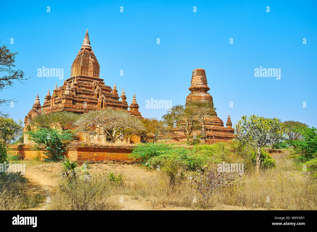 Komplex sein Njet Ama Tempel und Sein Njet Nyima Pagode ist eine der wichtigsten Sehenswürdigkeiten von Bagan, Myanmar Stockfoto