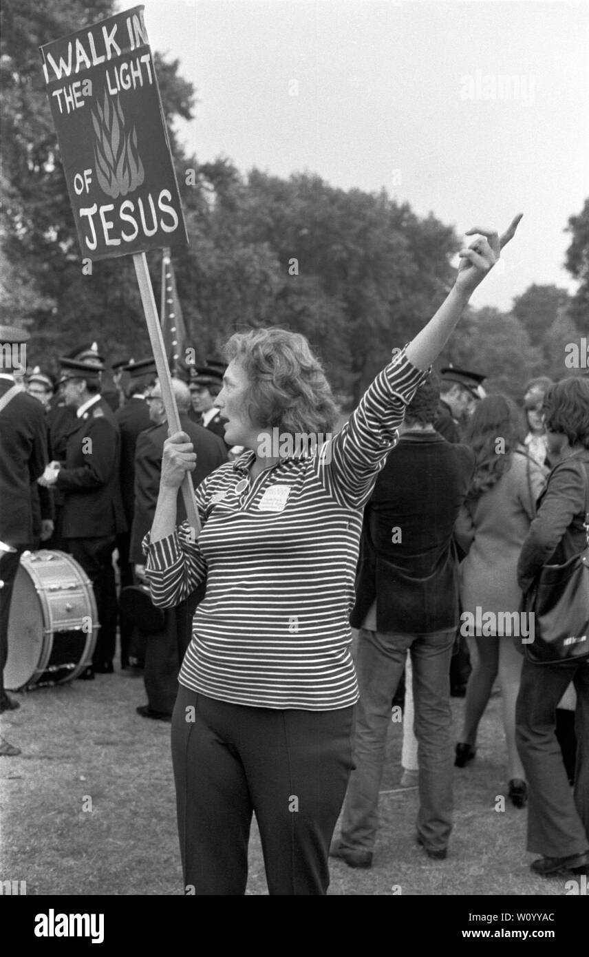 War allgemein Festival des Lichts London September 1971 eine kurzlebige Basisbewegung von britischen Christen über den Anstieg der permissive Gesellschaft und soziale Veränderungen in der englischen Gesellschaft gebildet. Hyde Park, 1970 s UK HOMER SYKES Stockfoto