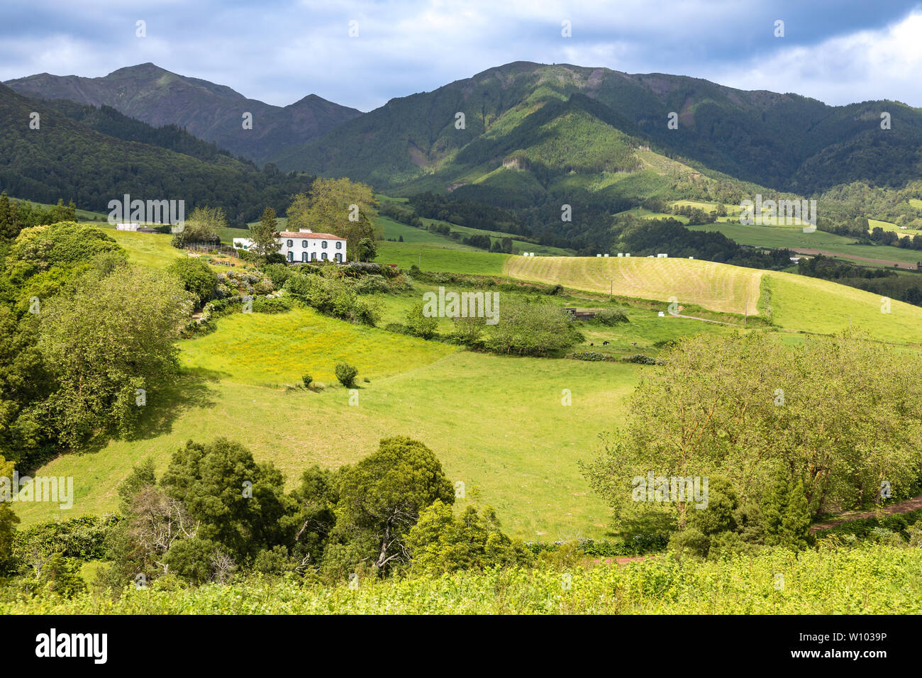 Landschaft im Süden von Sao Miguel, Azoren Archipel, Portugal Stockfoto