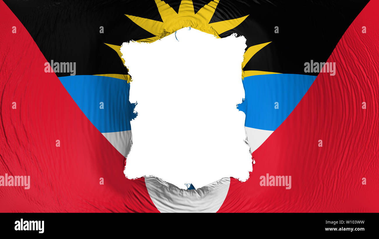 Quadratische Öffnung der Antigua und Barbuda Flagge Stockfoto