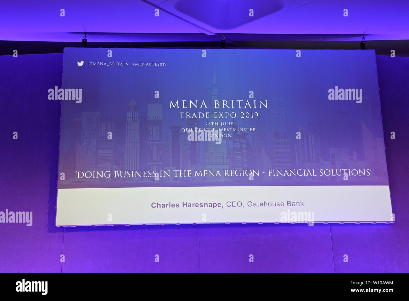 Mena Großbritannien Expo vom 28. Juni 2019 QE 11 ZENTRUM WESTMINSTER LONDON Stockfoto