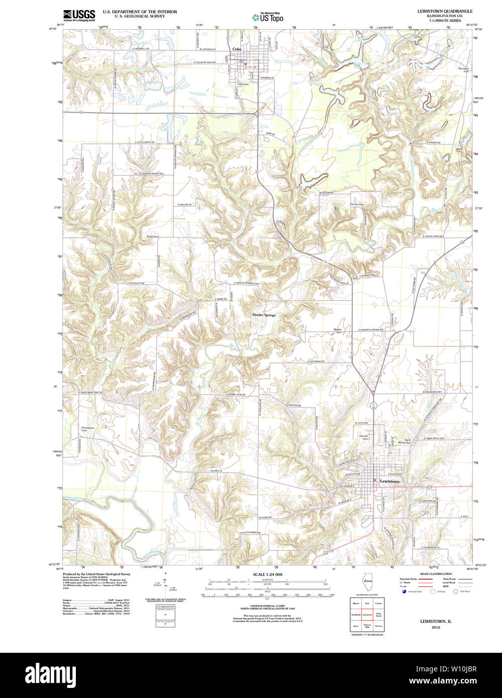 USGS TOPO Karte Illinois IL Lewistown 20120806 TM Wiederherstellung Stockfoto