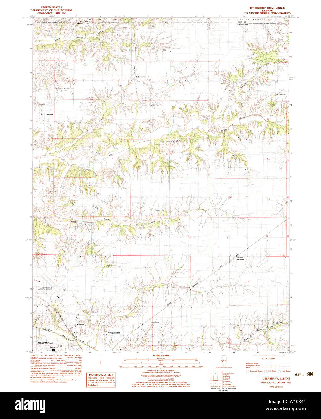 USGS TOPO Karte Illinois IL Literberry 308037 1983 24000 Wiederherstellung Stockfoto