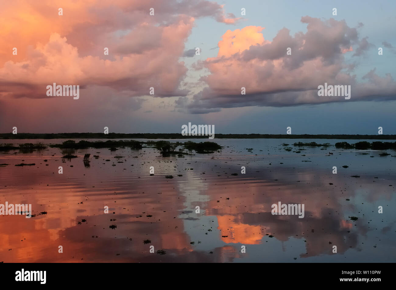 Peru, peruanische Amazonas-Landschaft. Das Foto präsentieren Reflexionen des Amazonas Stockfoto