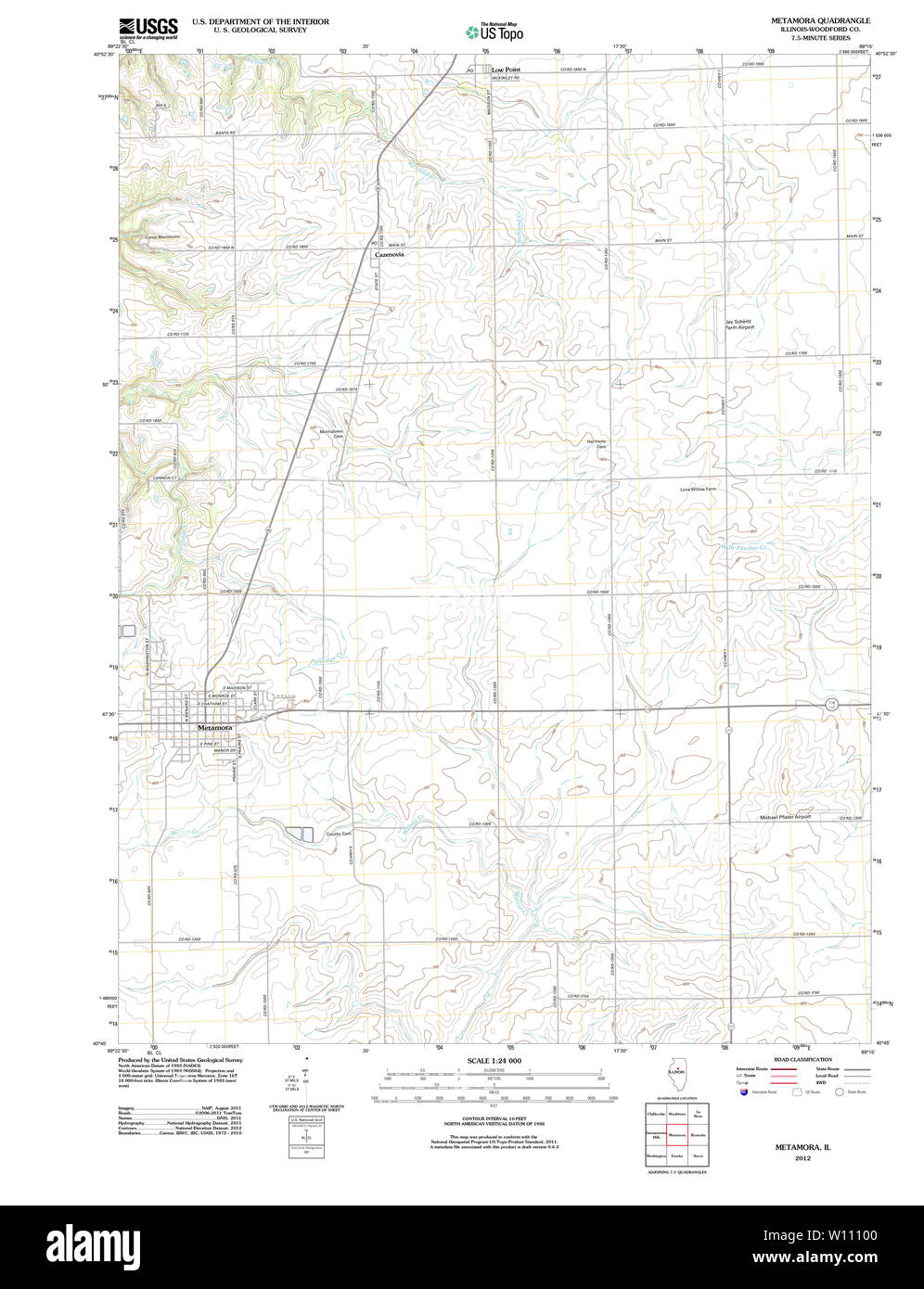 USGS TOPO Karte Illinois IL Metamora 20120809 TM Wiederherstellung Stockfoto