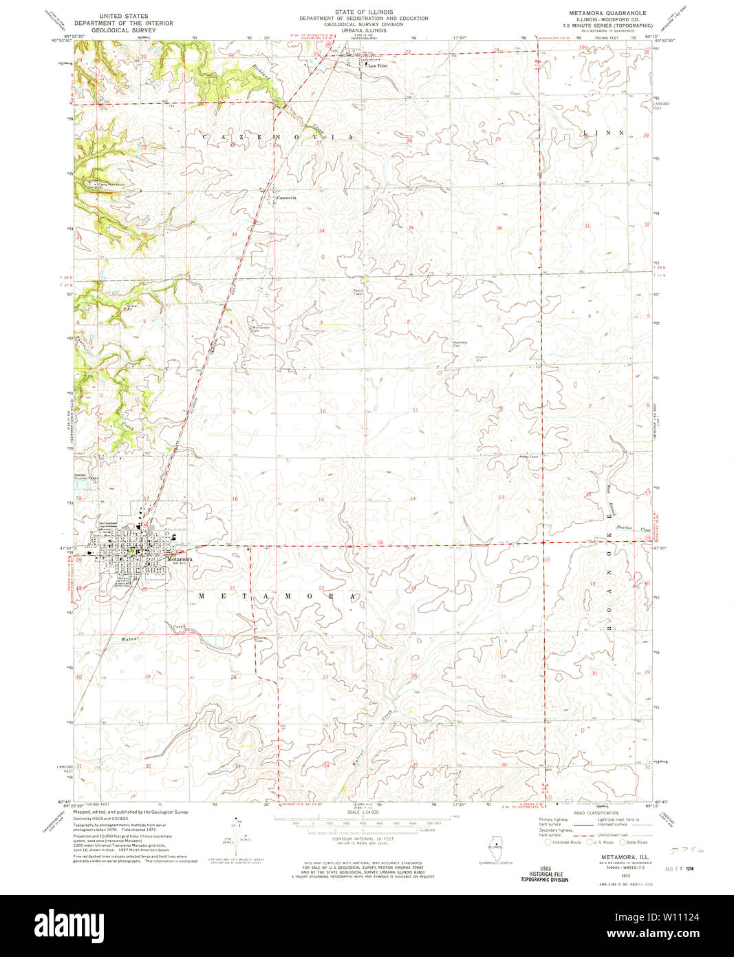 USGS TOPO Karte Illinois IL Metamora 308170 1972 24000 Wiederherstellung Stockfoto