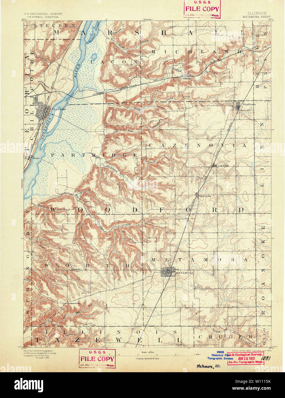 USGS TOPO Karte Illinois IL Metamora 309734 1893 62.500 Wiederherstellung Stockfoto