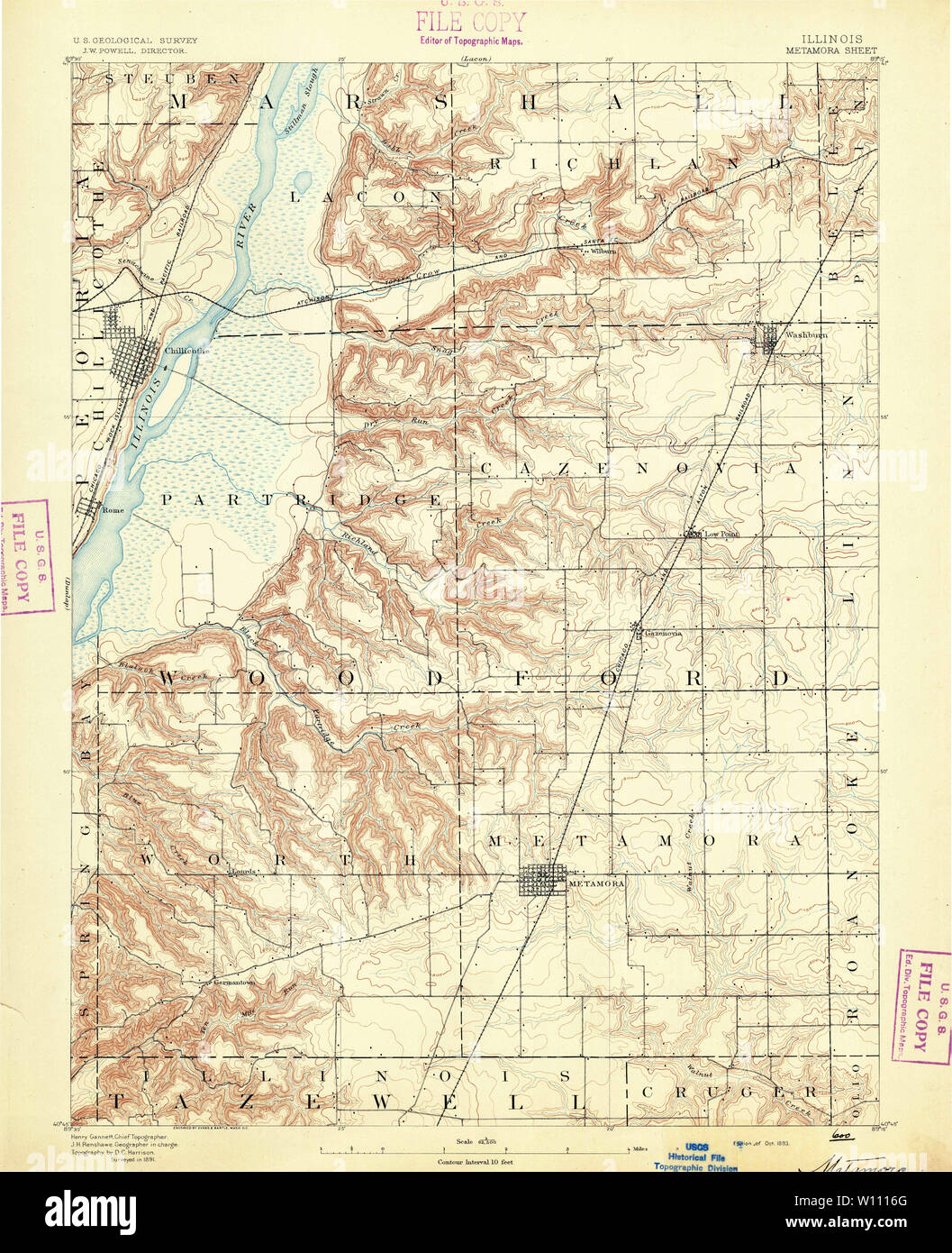 USGS TOPO Karte Illinois IL Metamora 309733 1893 62.500 Wiederherstellung Stockfoto