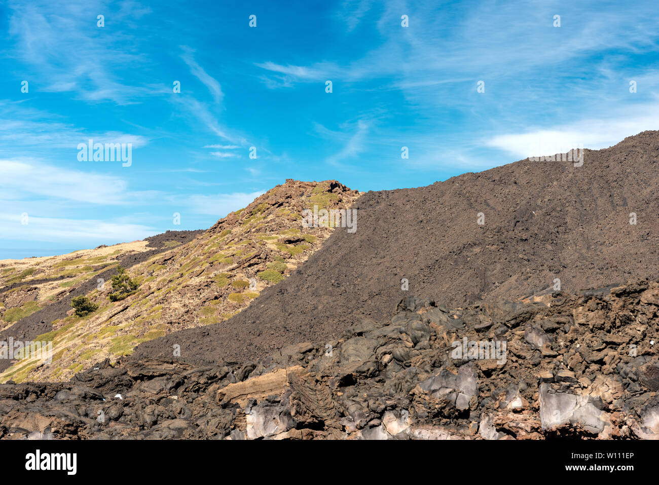 Detail der erstarrte Lava Flow. Vulkan Ätna, Sizilien Insel, Catania, Italien (Sizilien, Italien) Stockfoto