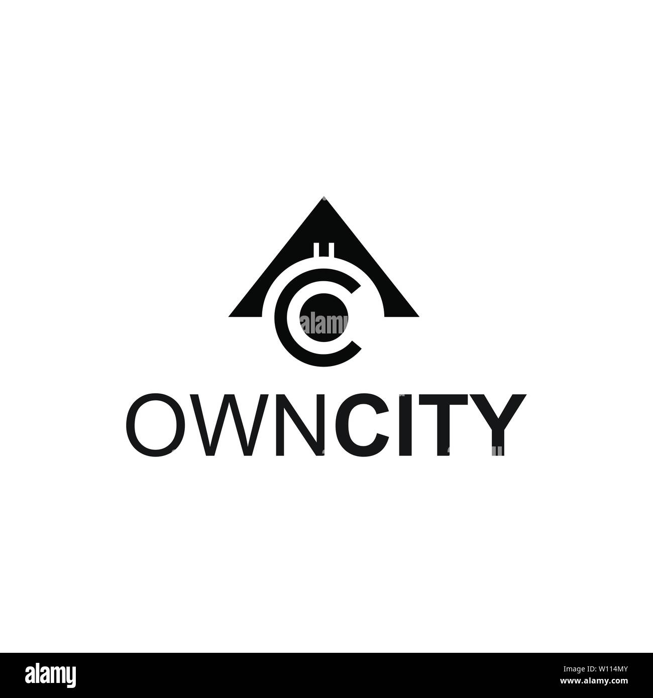 Schreiben oc mit Gebäude logo Template Design Stock Vektor
