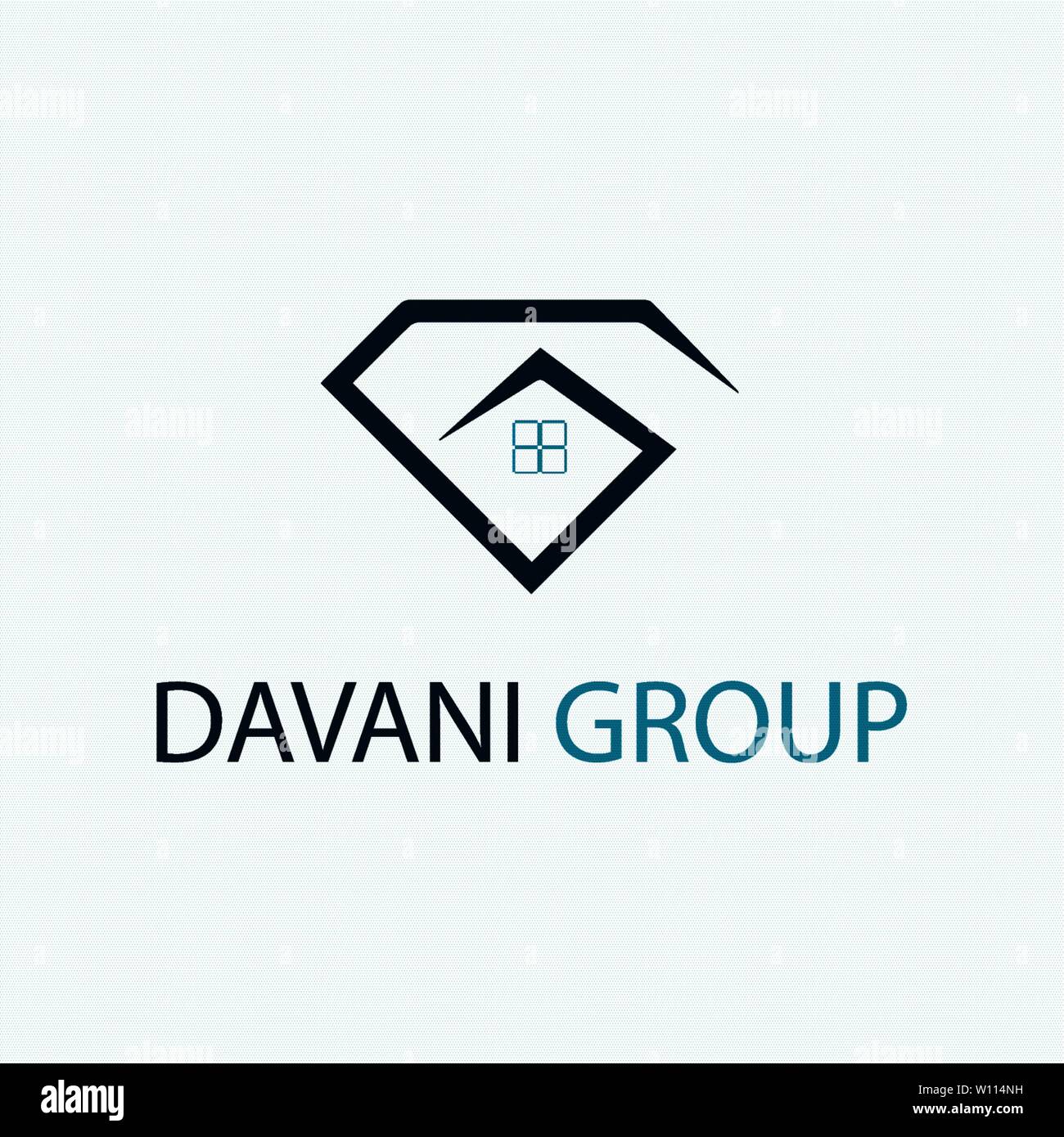 G-Brief mit Diamond House Logo Design Stock Vektor