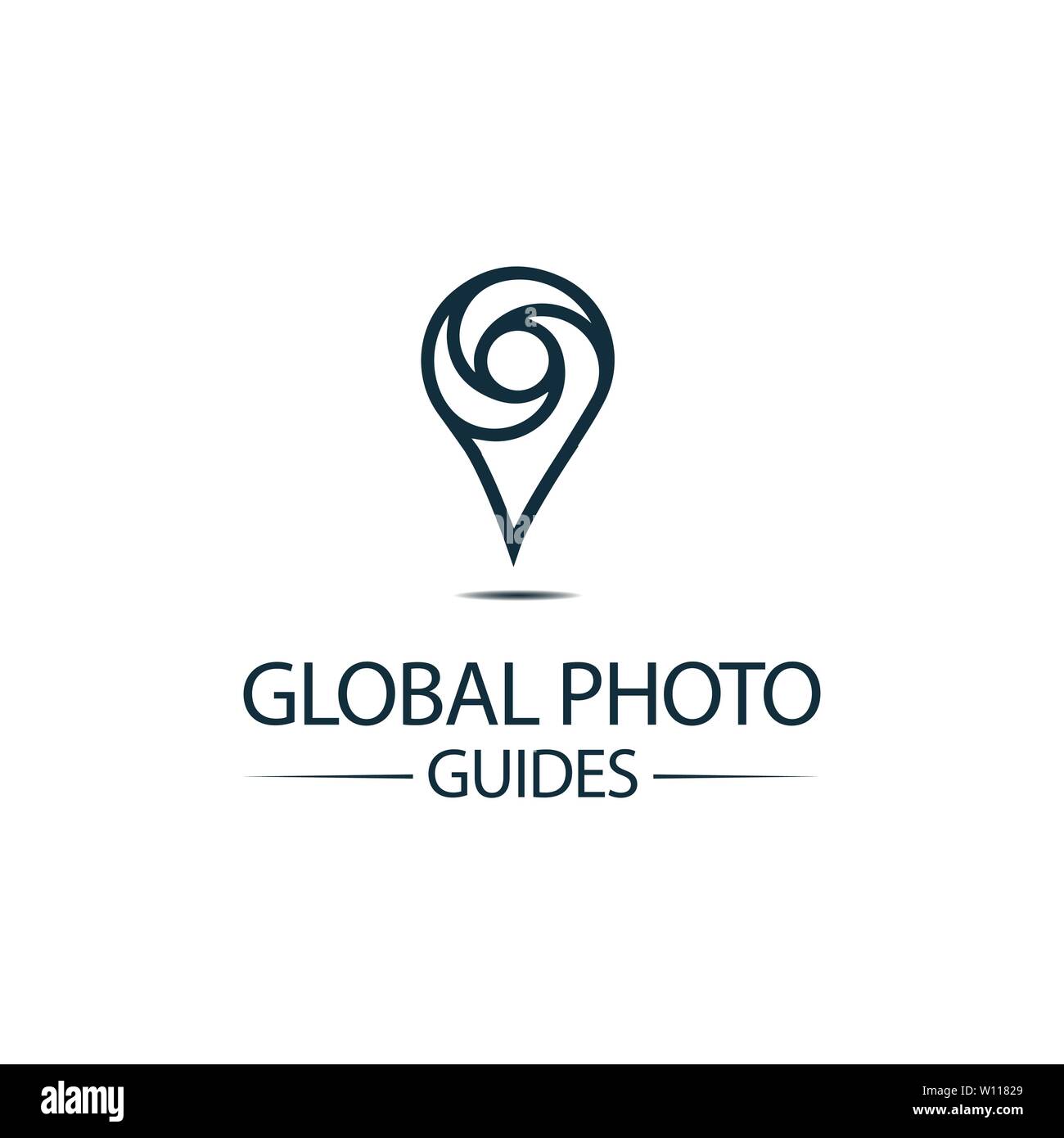 Photo Locator Kamera logo Template Design Stock Vektor