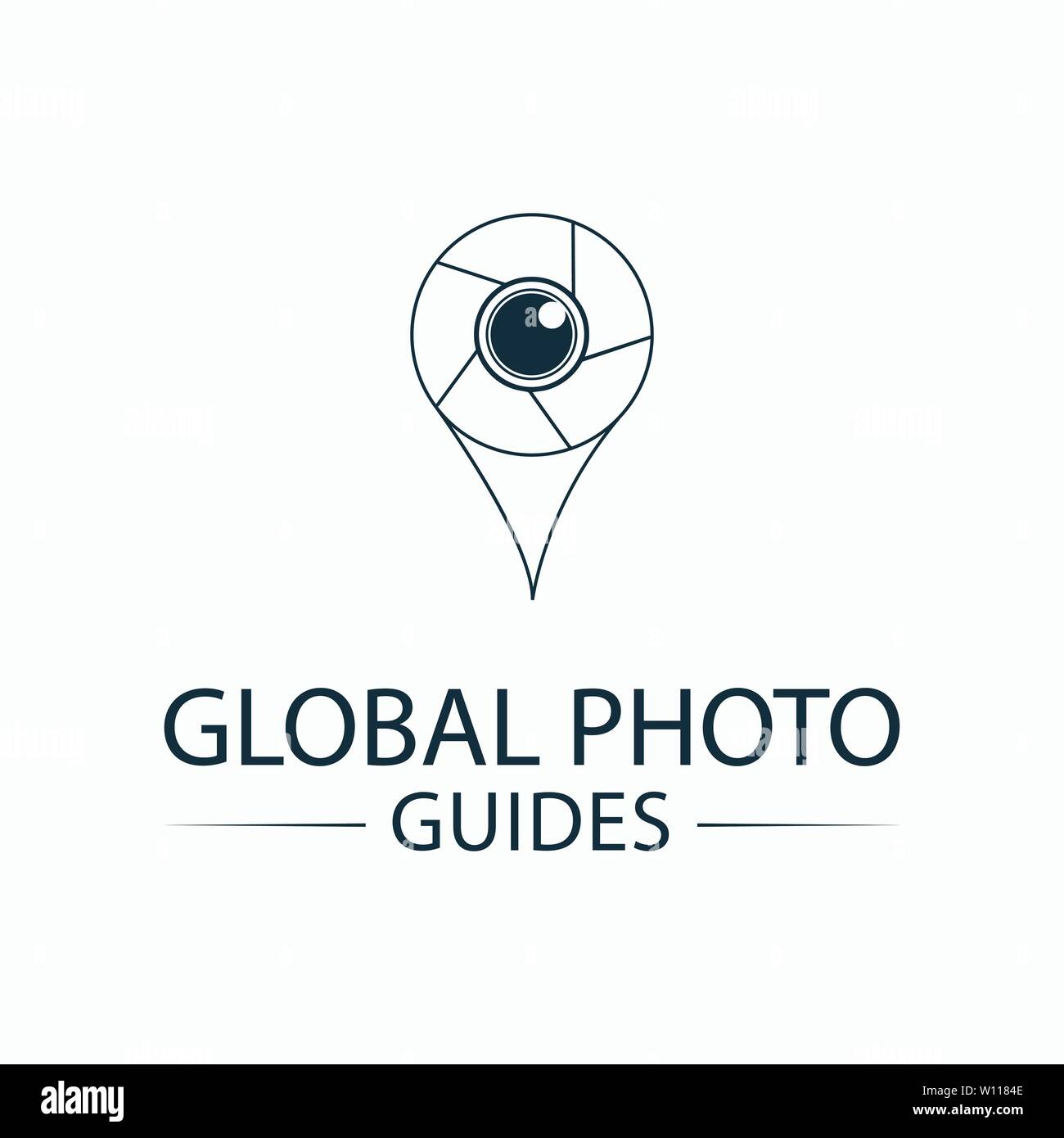 Photo Locator Kamera logo Template Design Stock Vektor