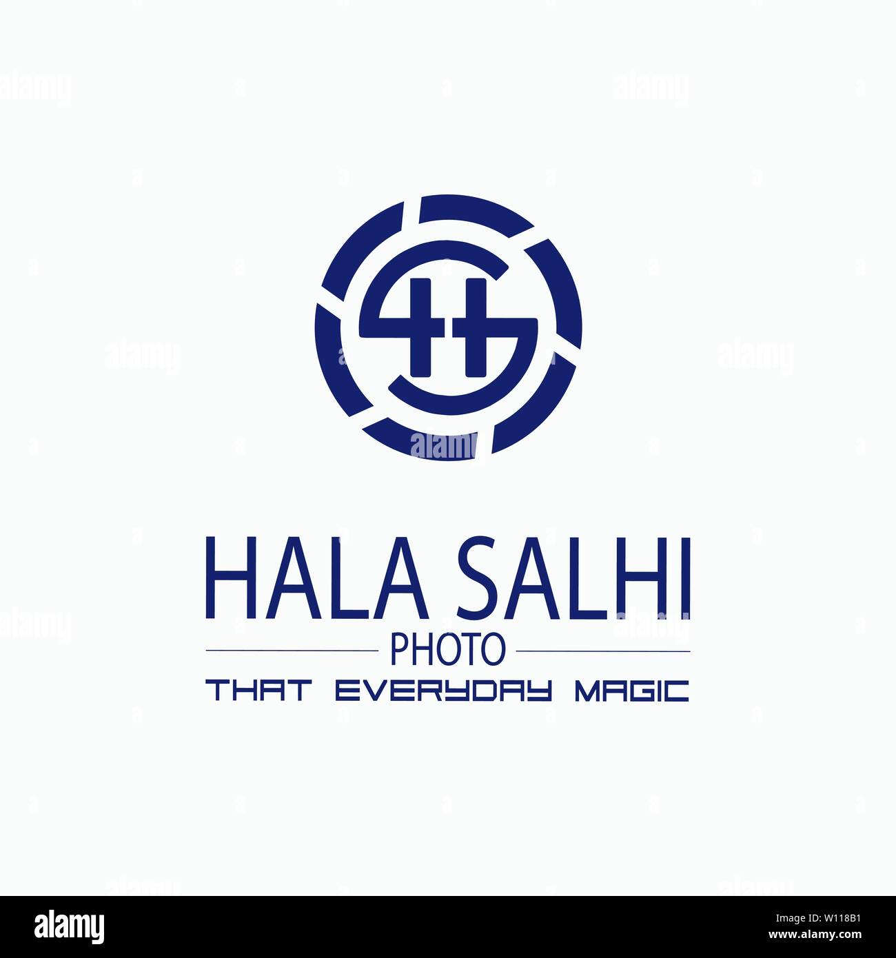 Schreiben hs mit Um das Kamera symbol Logo Design Stock Vektor