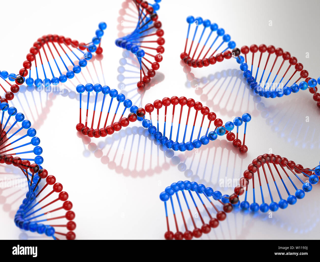 3D-rendering Rot und Blau DNA-Helix Struktur Stockfoto