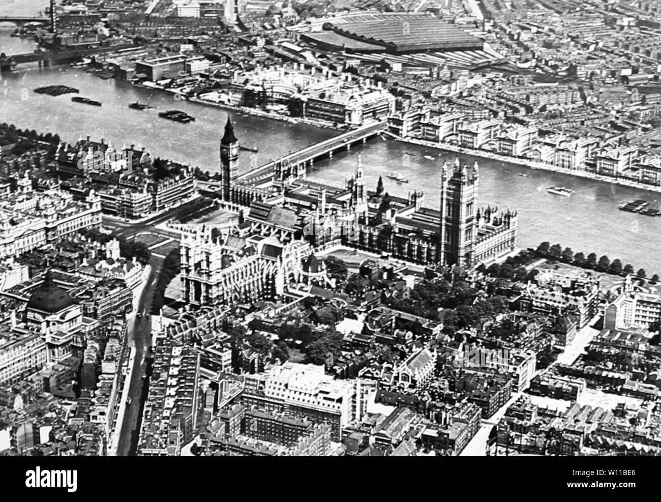 Luftaufnahme des Houses of Parliament, London, vermutlich 1920er Jahre Stockfoto