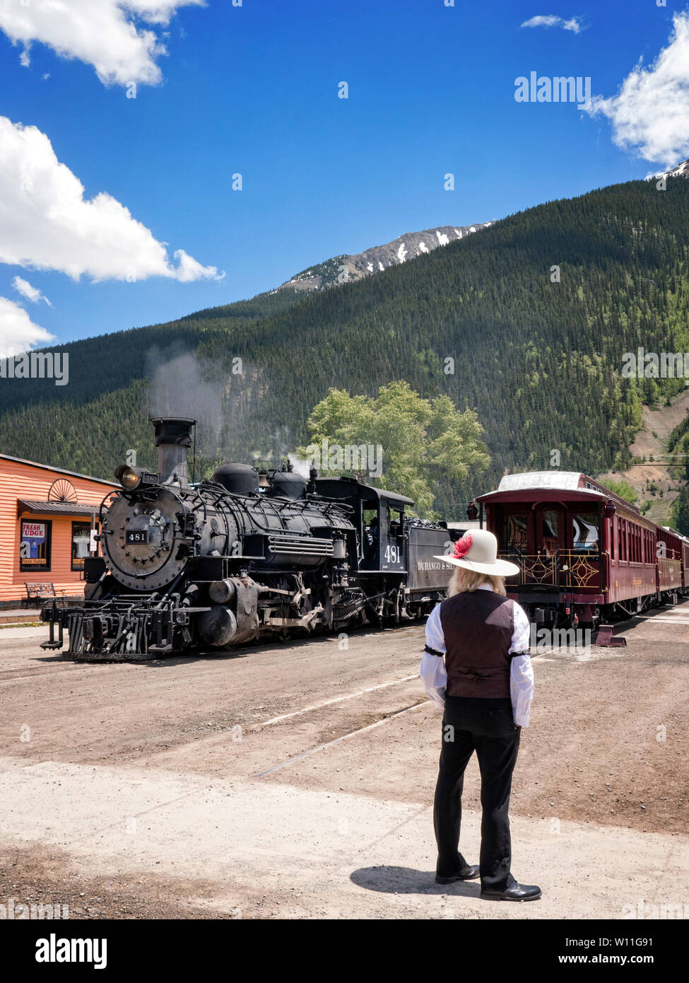Dampflokomotive der Durango & Silverton Railroad in Silverton Colorado USA Stockfoto