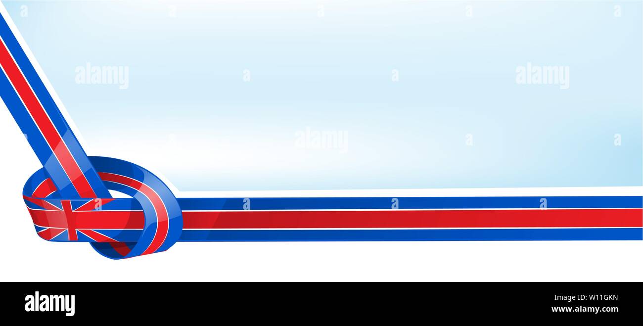Vereinigtes Königreich ribbon Flagge auf bue Himmel Hintergrund Stock Vektor
