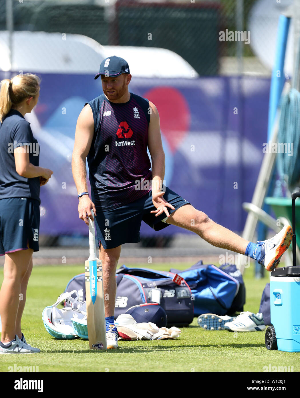 Englands Jonny Bairstow während der Netze-Sitzung bei Edgbaston, Birmingham. Stockfoto