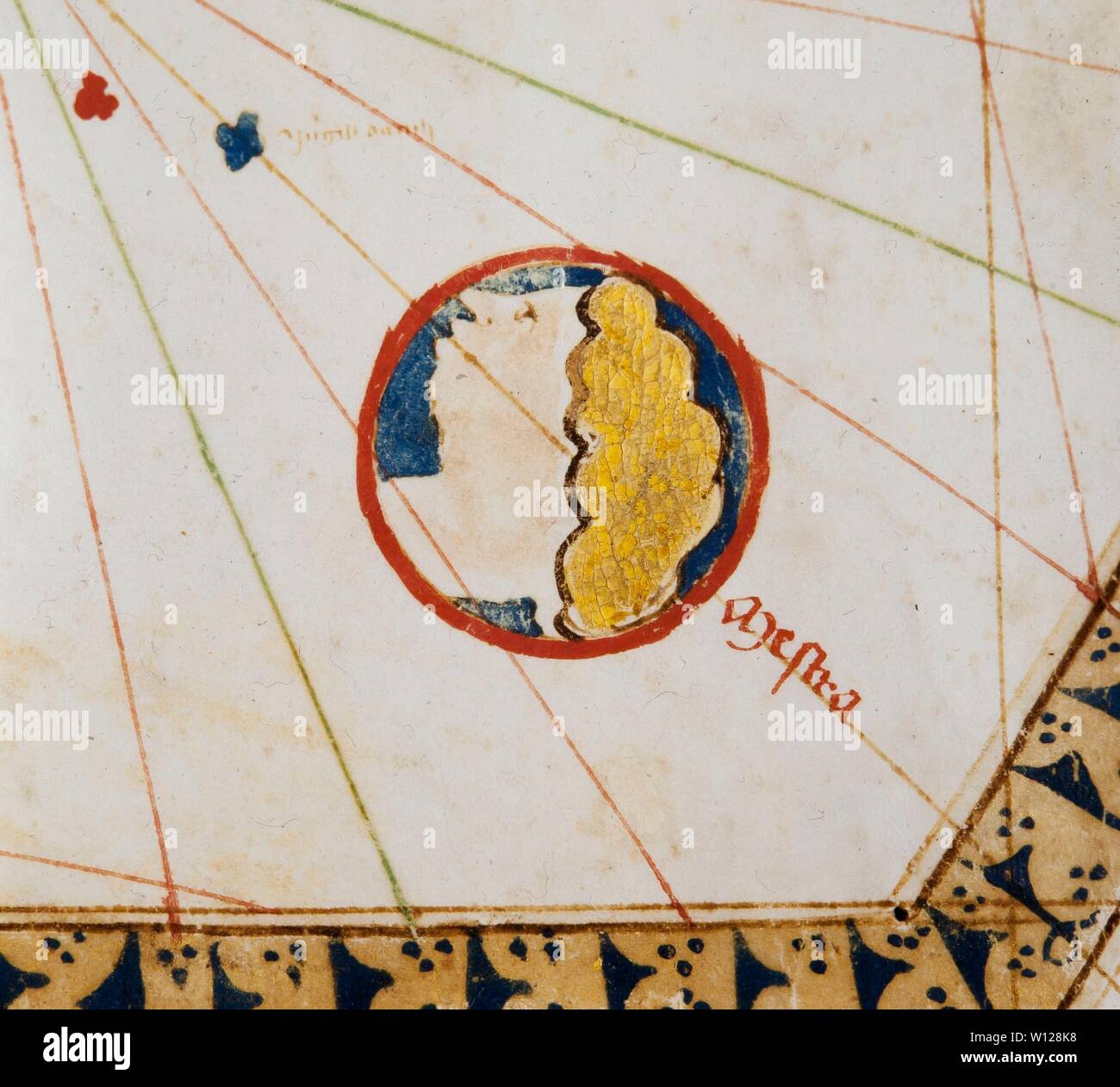 Gabriel de Vallseca/Seekarte, aus dem 15. Jahrhundert. Inv. 3236. Museum: Museu Marítim, Barcelona. Stockfoto