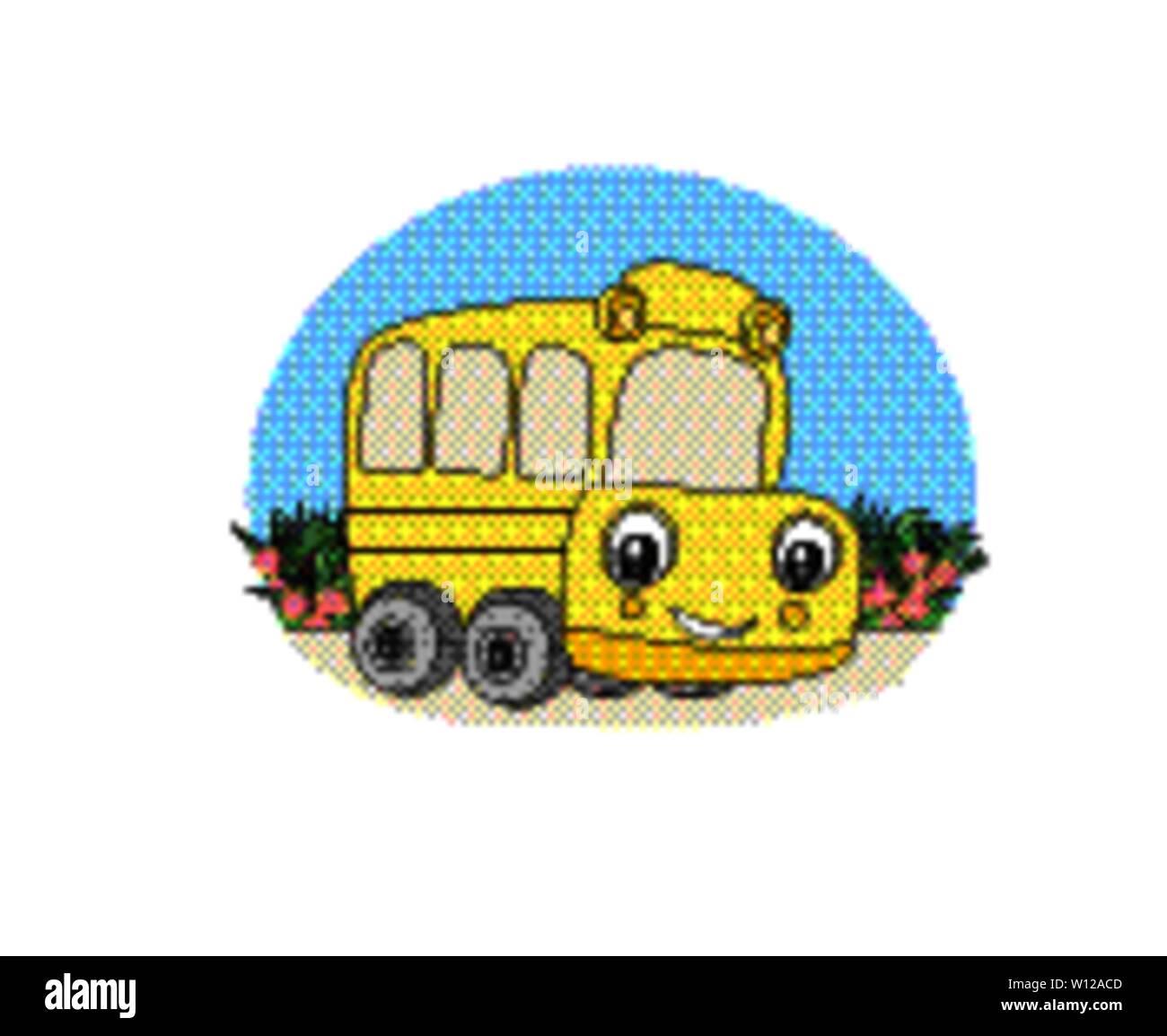 School Bus Zeichentrickfigur, doodle Abbildung Stock Vektor