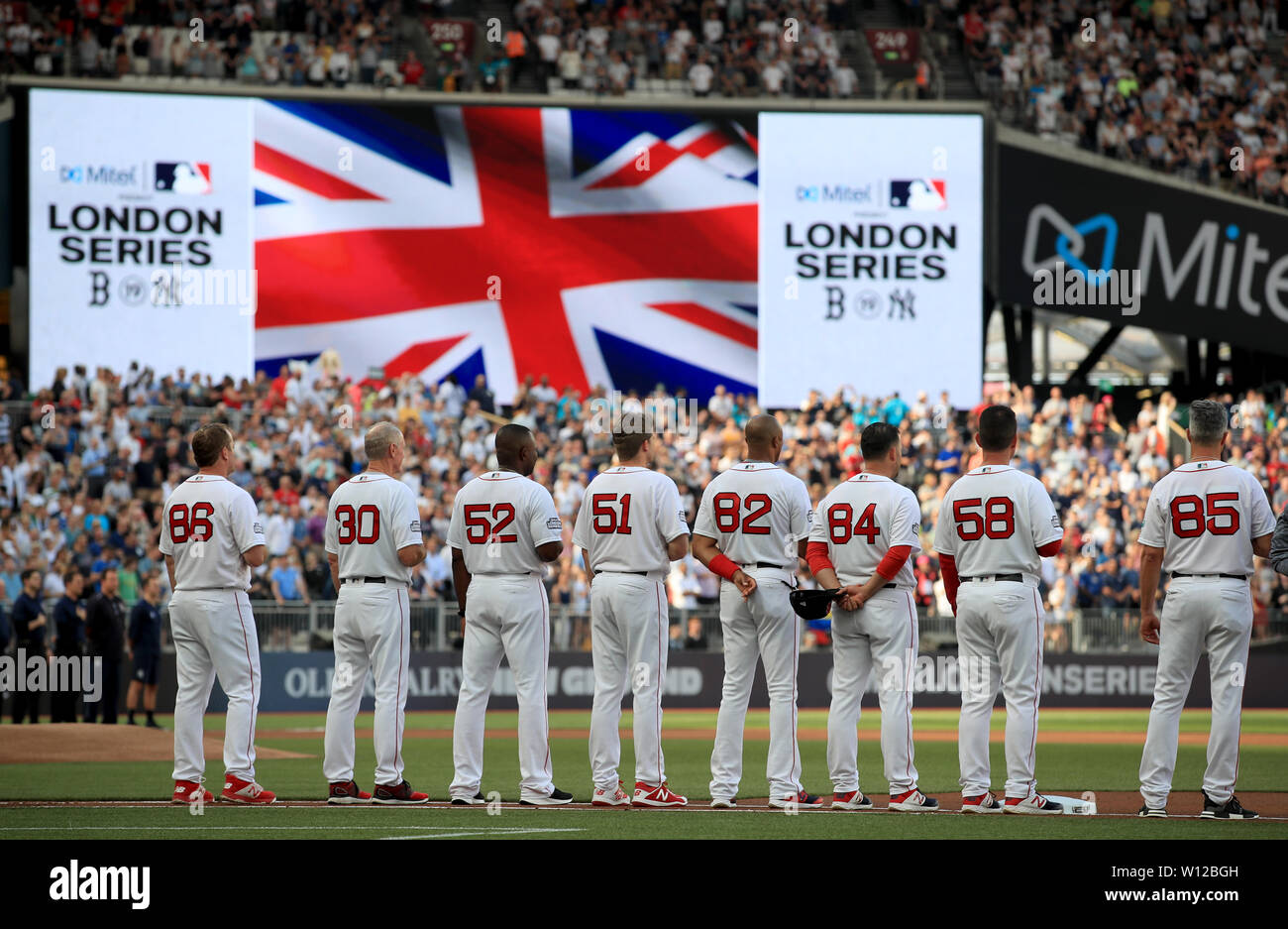 Boston Red Sox in der MLB London Reihe passen an der London Stadion. Stockfoto