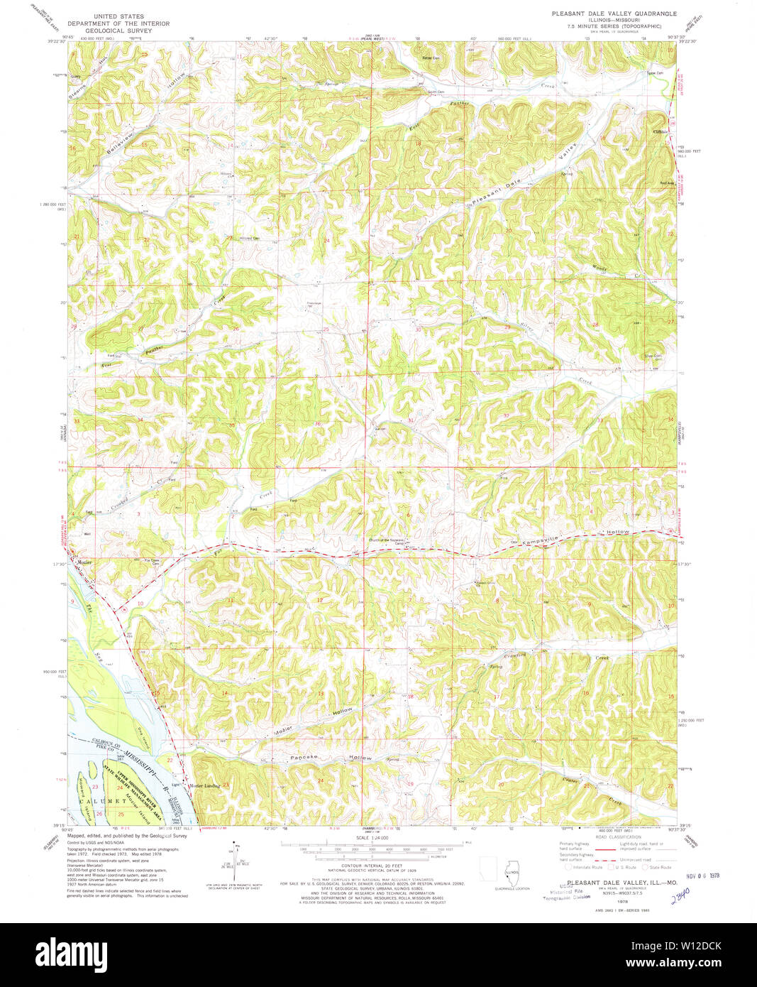 USGS TOPO Karte Illinois IL angenehme Dale Tal 308507 1978 24000 Wiederherstellung Stockfoto